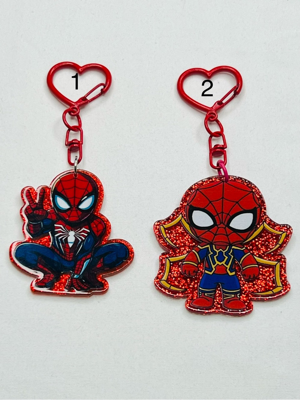 Spider-Man Red Glitter Keychains bag Charms